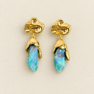 Blue Crystal Natural Stone Earrings——Azure Whisper
