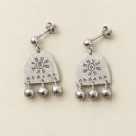 Sun Bell Totem Engraved Stud Earrings——Ancient Echo