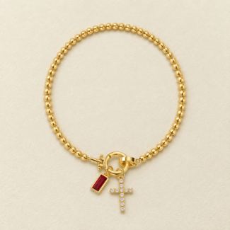 Garnet Birthstone Cross Bracelet——January Guardian Aura