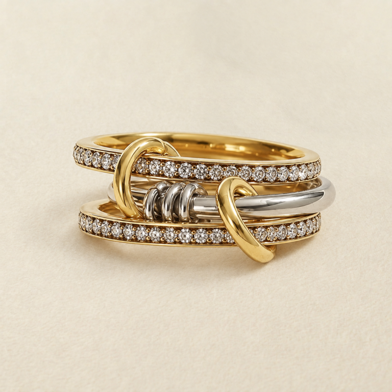 Interlocking Plain Ring Set——Eternal Bond