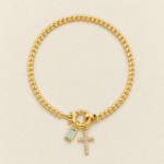 Aquamarine Birthstone Cross Bracelet——March Courage Aura