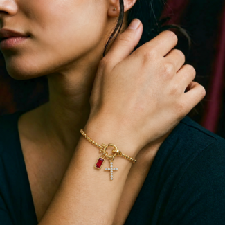 Garnet Birthstone Cross Bracelet——January Guardian Aura