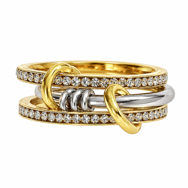 Interlocking Plain Ring Set——Eternal Bond