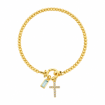 Aquamarine Birthstone Cross Bracelet——March Courage Aura