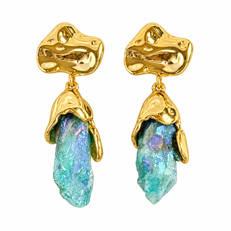 Blue Crystal Natural Stone Earrings——Azure Whisper