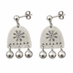 Sun Bell Totem Engraved Stud Earrings——Ancient Echo
