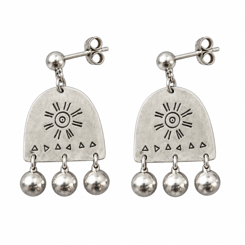 Sun Bell Totem Engraved Stud Earrings——Ancient Echo Sun Bell Totem Engraved Stud Earrings——Ancient Echo