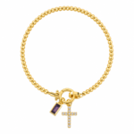 Amethyst Birthstone Cross Bracelet——February Serenity Aura